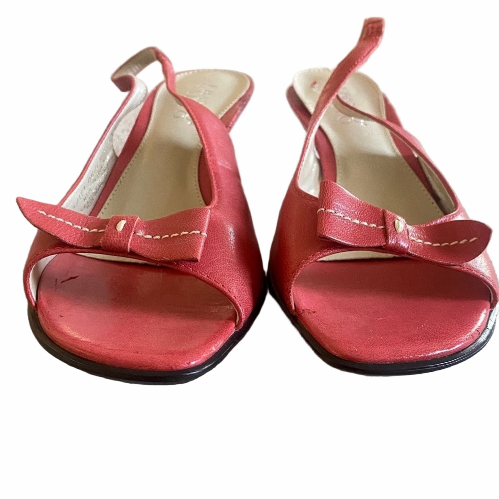 Franco Sarto Orange-Red Slingback Heels open Toe Kitten Heel Sz 6.5